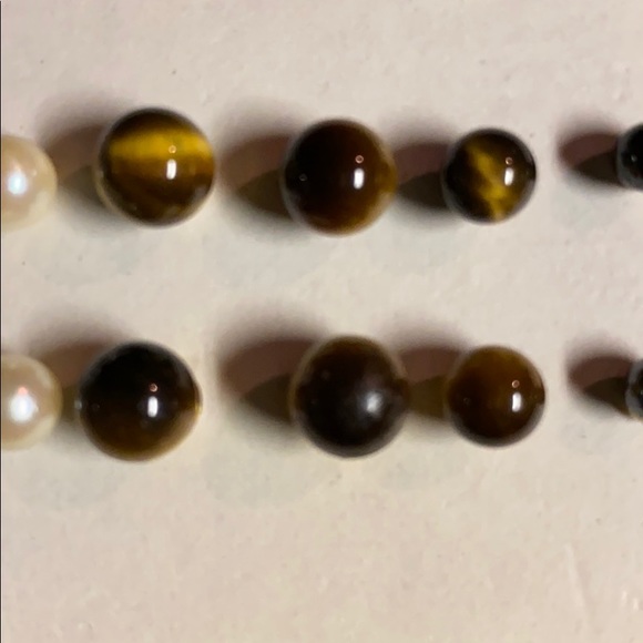 Hematite, Tigers Eye, Onyx Pearl earrings. - Picture 5 of 8